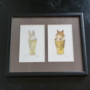 𝅺original Beer Art Bar Painting  Blissful Bobcat and Rabbit Pilsner T12